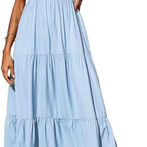 PRETTYGARDEN Women's Summer Maxi Dress 2026 Spaghetti Strap Sundresses | Boho Dress, Sleeveless, Smocked, Flowy Tiered A Line Long Dress, Beach Vacation, Party, Wedding Guest