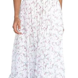 Imily Bela Womens Summer Smocked Maxi Dresses Floral Boho Beach Sundress | Spaghetti Strap, A Line, Square Neck, Tie Shoulder, Ruffle, Vacation, Picnic, Swing, Long Midi Dress