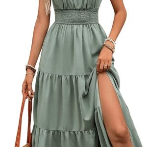 BEAUDRM Women's Summer Maxi Dresses Boho Dresses Beach Vacation Sundresses | Milkmaid, Bohemian Dress, Vacation Outfits, Flowy, Fall Wedding Guest Dress